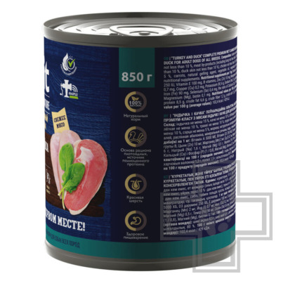 Брит Premium Консервы для взрослых собак всех пород, с индейкой и уткой