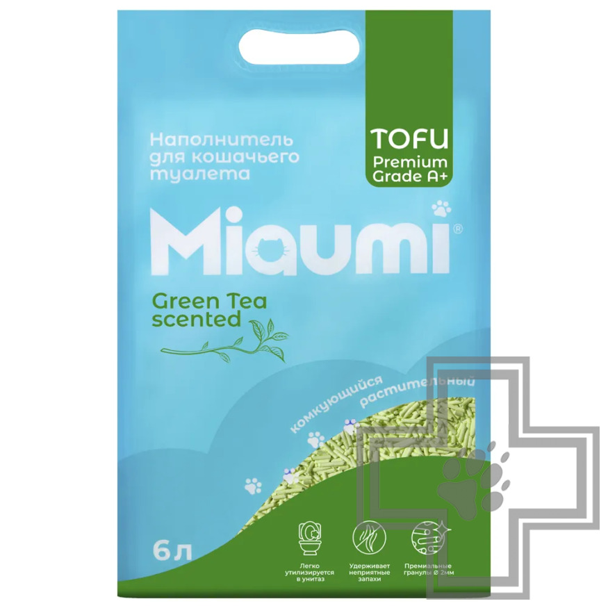Miaumi TOFU Green Tea Scented Наполнитель растительный комкующийся, с ароматом зеленого чая