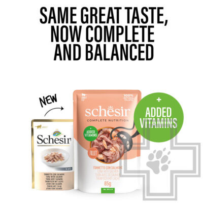 Schesir Complete Nutrition Пресервы для кошек, с тунцом и лососем в желе