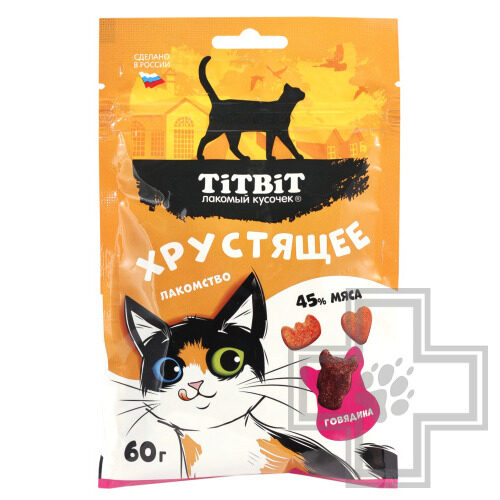 TiTBiT Лакомство хрустящее с говядиной для кошек