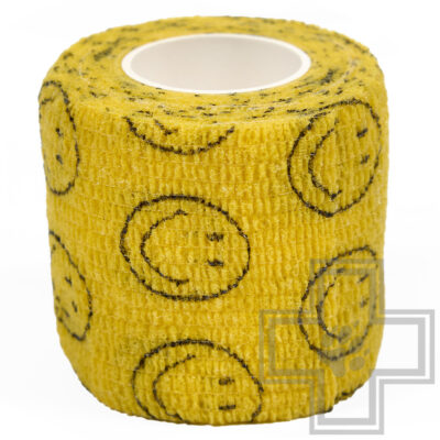 VETЗАБОТА Бинт ветеринарный самофиксирующийся, желтый со смайликами