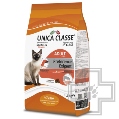 Unica Classe ADULT Preference Exigent Корм для привередливых взрослых кошек, с лососем