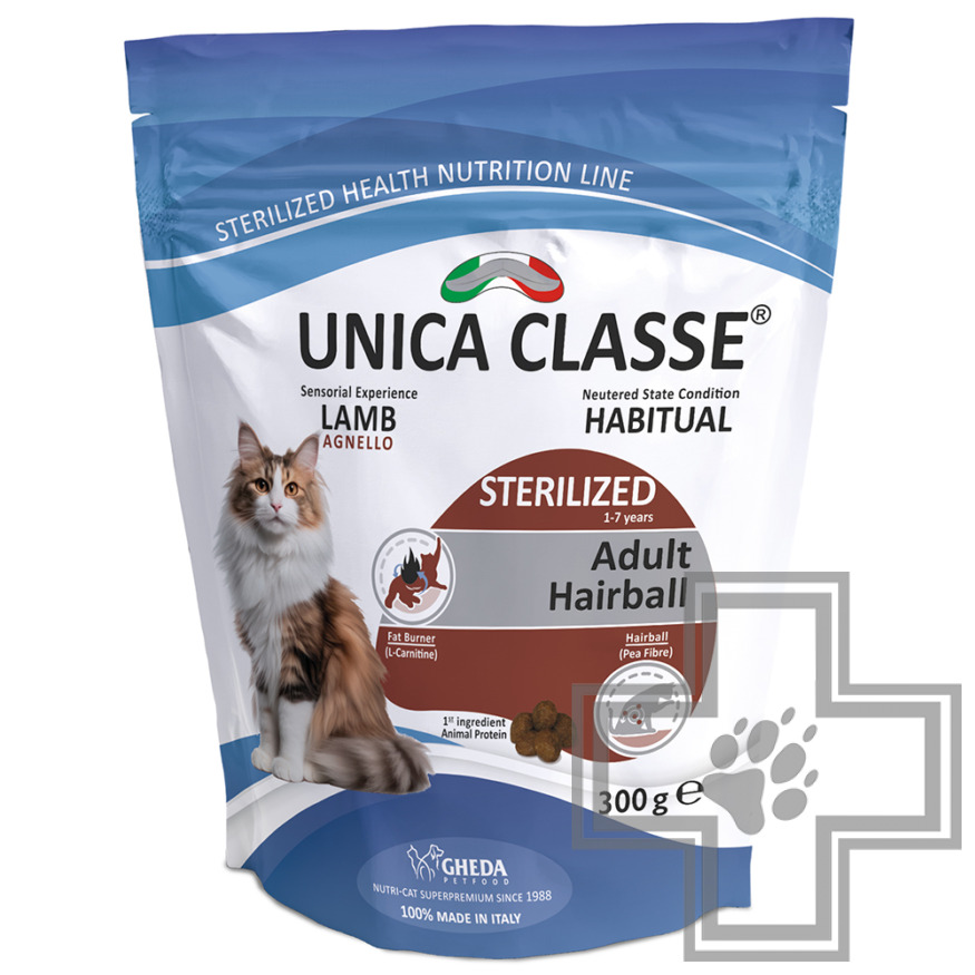 Unica Classe STERILIZED Adult Hairball Корм для взрослых стерилизованных кошек, с ягненком