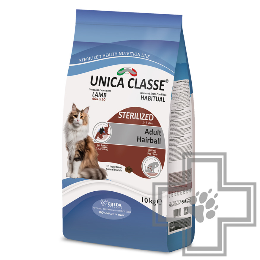 Unica Classe STERILIZED Adult Hairball Корм для взрослых стерилизованных кошек, с ягненком