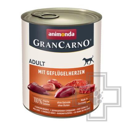 GranCarno Консервы для взрослых собак, с сердцем домашней птицы