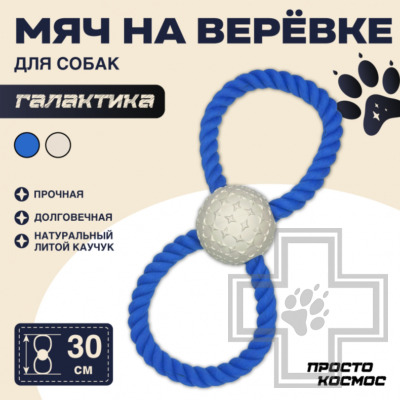 ПРОСТО КОСМОС Мяч на веревке "Галактика" для собак, бежевый
