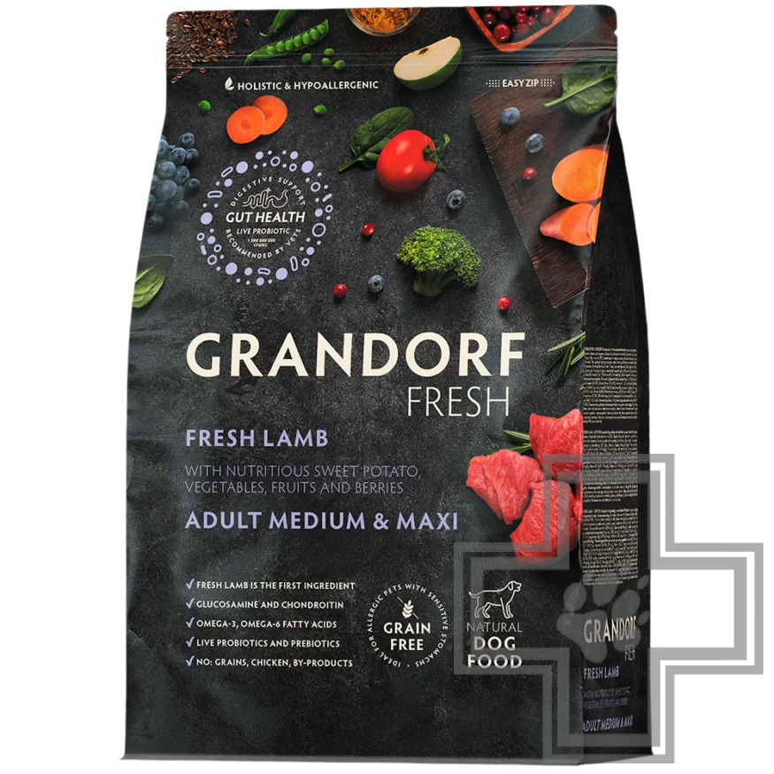 Grandorf Fresh Корм для взрослых собак крупных и средних пород, с ягненком и бататом