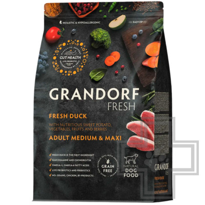 Grandorf Fresh Корм для взрослых собак крупных и средних пород, с уткой и бататом