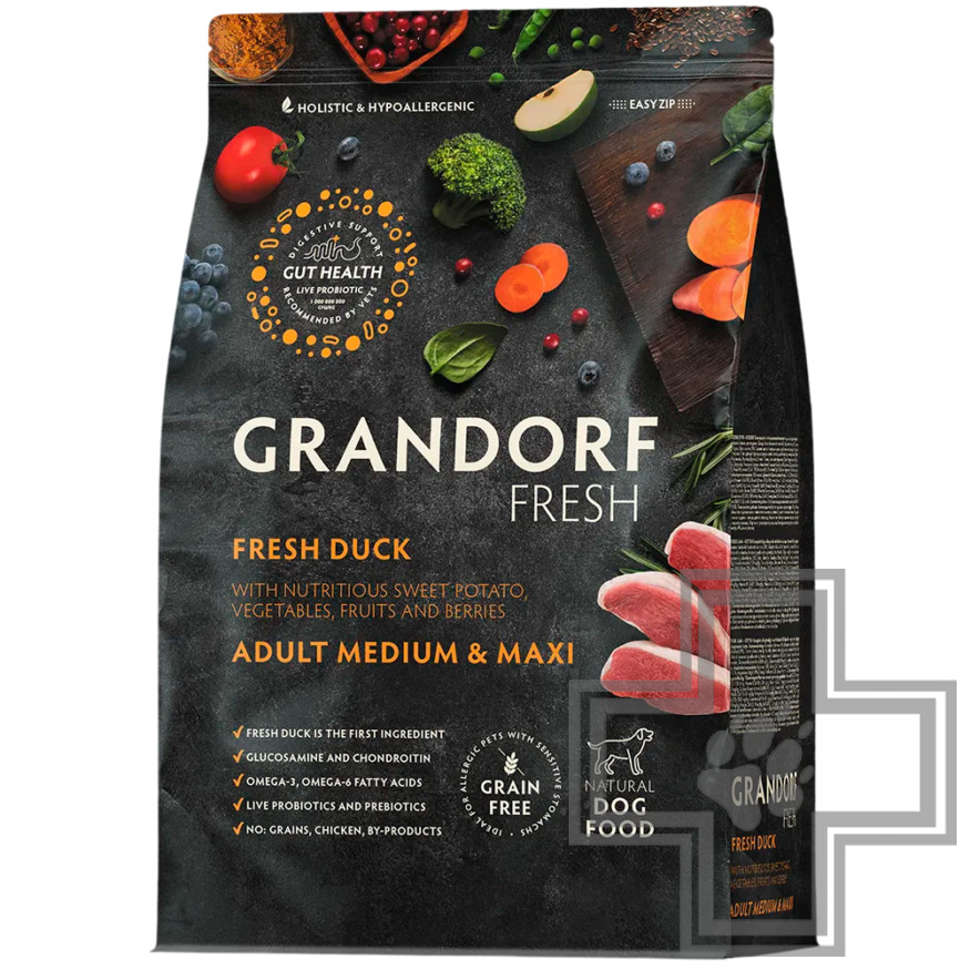 Grandorf Fresh Корм для взрослых собак крупных и средних пород, с уткой и бататом
