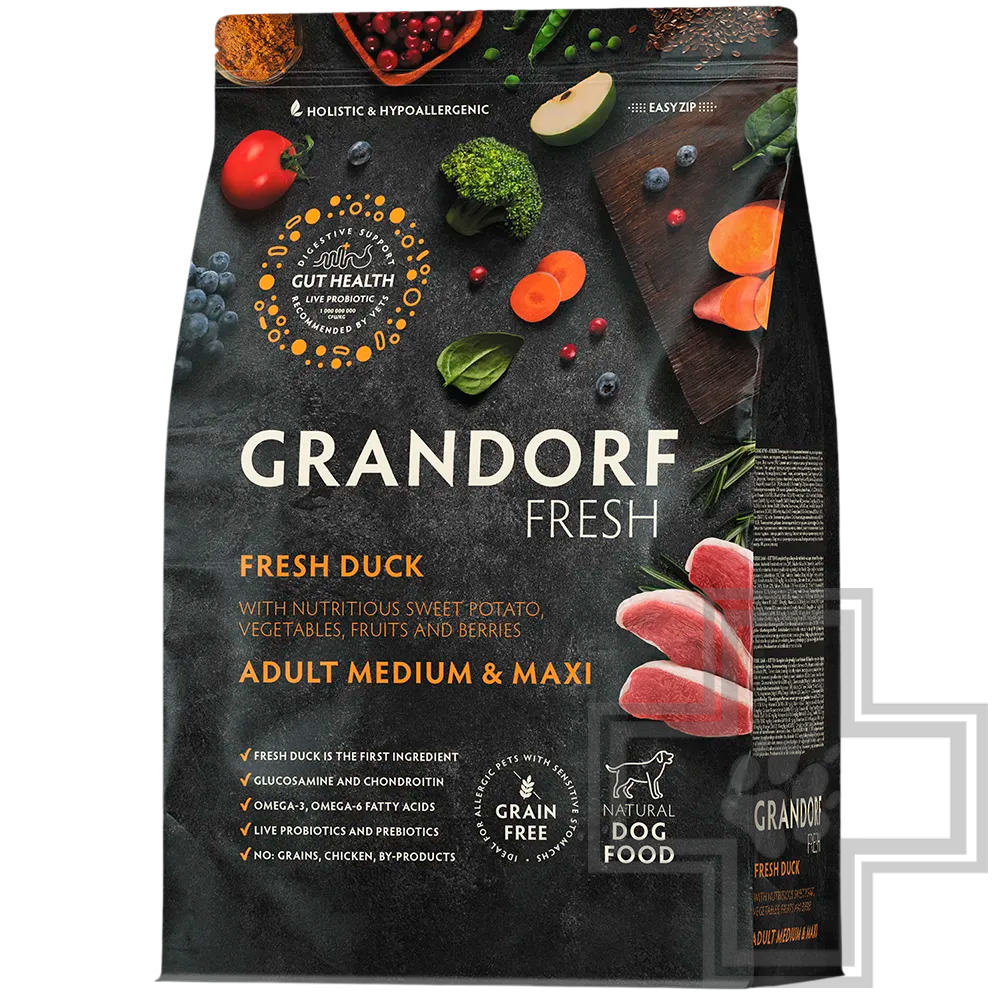 Grandorf Fresh Корм для взрослых собак крупных и средних пород, с уткой и бататом
