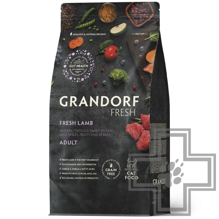 Grandorf Fresh Корм для взрослых кошек, с ягненком и бататом