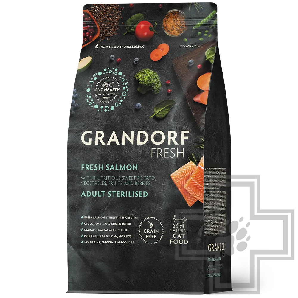 Grandorf Fresh Корм для взрослых стерилизованных кошек, с лососем и бататом