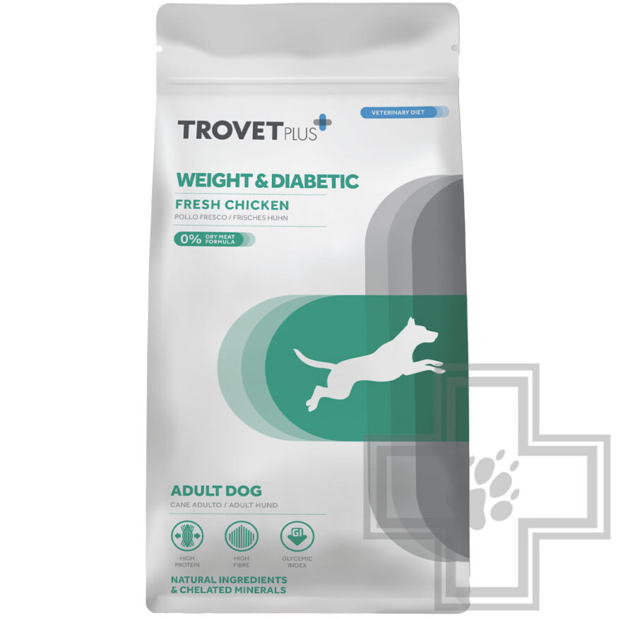 Trovet Plus Adult Weight & Diabetic Корм-диета для собак при диабете и избыточном весе, с курицей