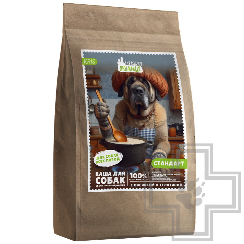 ДЛЯ САМЫХ ЛЮБИМЫХ Каша сухая для взрослых собак всех пород, с овсянкой и телятиной
