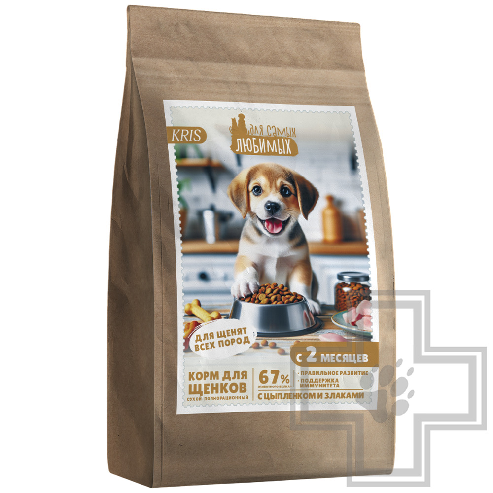 ДЛЯ САМЫХ ЛЮБИМЫХ Корм для щенков с 2-х месяцев всех пород, с цыпленком и злаками