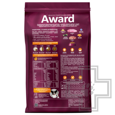 AWARD Корм для взрослых собак средних пород, с индейкой и курицей