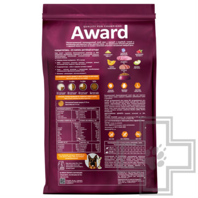 AWARD Корм для взрослых собак крупных пород, с курицей и индейкой