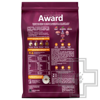 AWARD Hairball & Indoor Корм для взрослых кошек для выведения шерсти, с уткой и индейкой