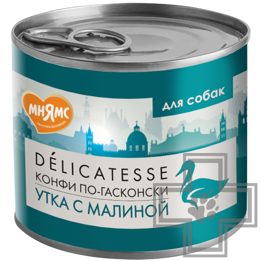 Мнямс Деликатес Консервы для собак всех пород, паштет из утки с малиной