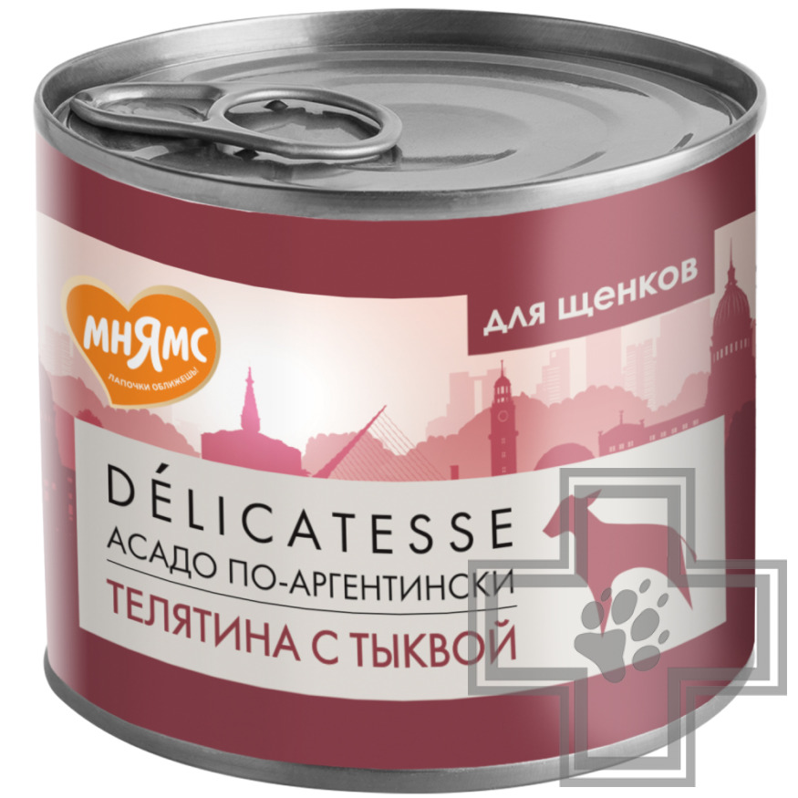 Мнямс Деликатес Консервы для щенков, паштет из телятины с тыквой