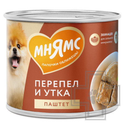 Мнямс На каждый день Консервы для собак "Сильный иммунитет", паштет из утки и перепела