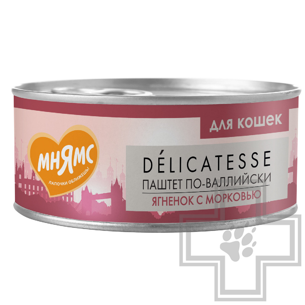 Мнямс Деликатес Консервы для кошек, с ягненком и морковью
