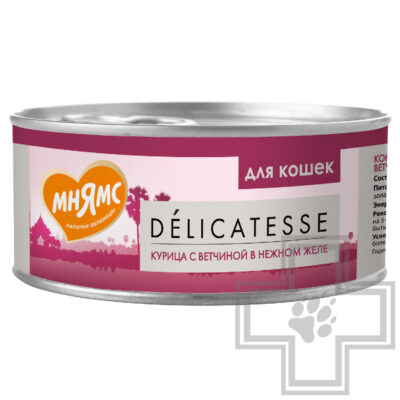 Мнямс Деликатес Консервы для кошек, с курицей и ветчиной в желе