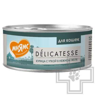Мнямс Деликатес Консервы для кошек, с курицей и уткой в желе