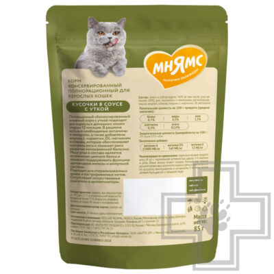 Мнямс На каждый день Пресервы для домашних кошек, с уткой в соусе