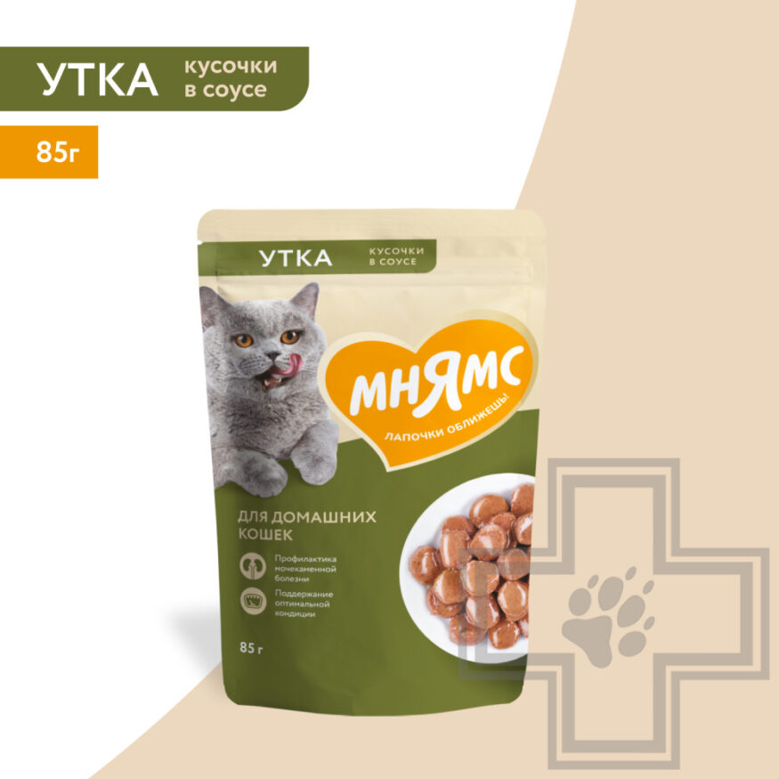 Мнямс На каждый день Пресервы для домашних кошек, с уткой в соусе