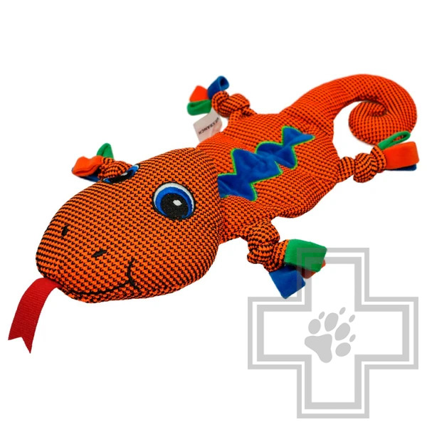 Mr.Kranch Игрушка плюшевая "Ящерка" с пищалкой для собак, оранжевая