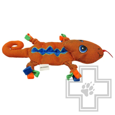 Mr.Kranch Игрушка плюшевая "Ящерка" с пищалкой для собак, оранжевая