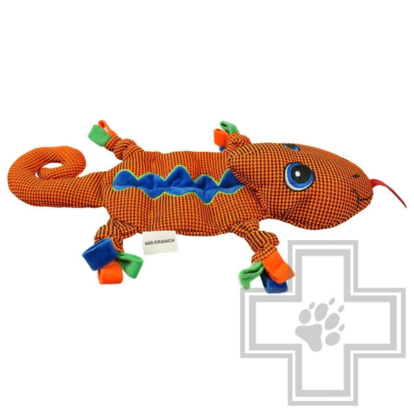 Mr.Kranch Игрушка плюшевая "Ящерка" с пищалкой для собак, оранжевая Mr.Kranch Игрушка плюшевая "Ящерка" с пищалкой для собак, оранжевая
