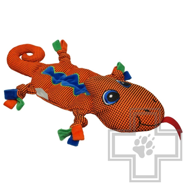 Mr.Kranch Игрушка плюшевая "Ящерка" с пищалкой для собак, оранжевая
