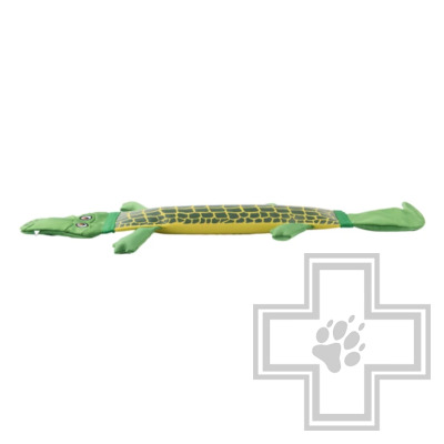 Mr.Kranch Игрушка из пожарного шланга "Крокодил" с пищалкой для собак, зеленая