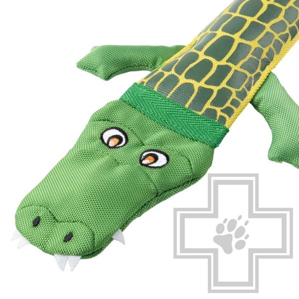 Mr.Kranch Игрушка из пожарного шланга "Крокодил" с пищалкой для собак, зеленая