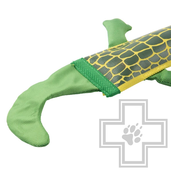 Mr.Kranch Игрушка из пожарного шланга "Крокодил" с пищалкой для собак, зеленая