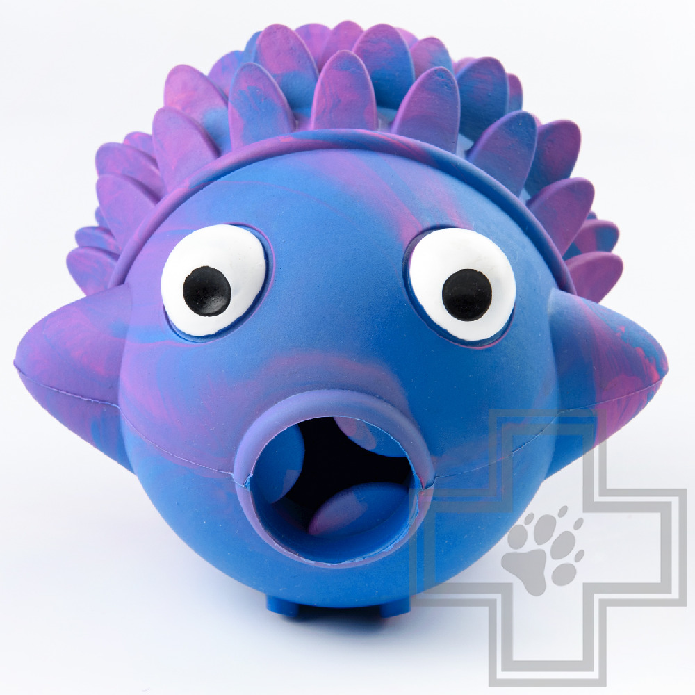 Mr.Kranch Игрушка резиновая "Рыба-ерш" не ароматизированная для собак, разноцветная