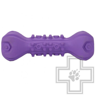 Mr.Kranch Игрушка Гантель дентальная для собак с ароматом сливок и пищалкой, фиолетовая