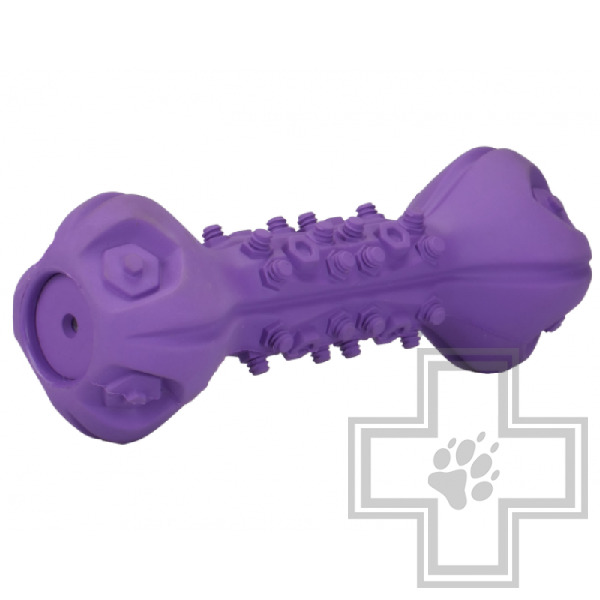 Mr.Kranch Игрушка Гантель дентальная для собак с ароматом сливок и пищалкой, фиолетовая