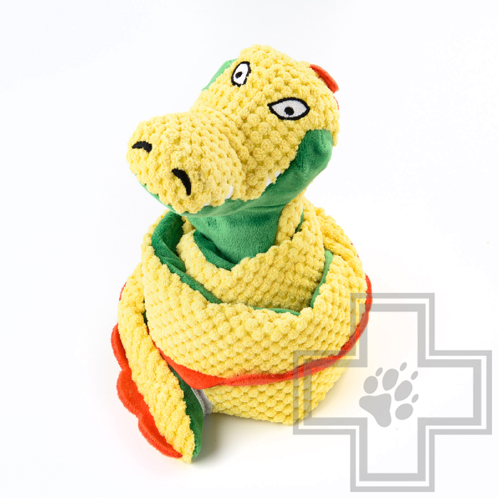 Mr.Kranch Игрушка "Змейка" с карманами под лакомство для собак, желтая