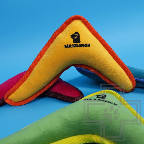 Mr.Kranch Игрушка "Бумеранг" с пищалкой для собак, желтая