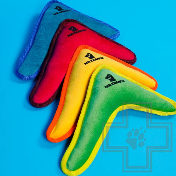 Mr.Kranch Игрушка "Бумеранг" с пищалкой для собак, желтая Mr.Kranch Игрушка "Бумеранг" с пищалкой для собак, желтая