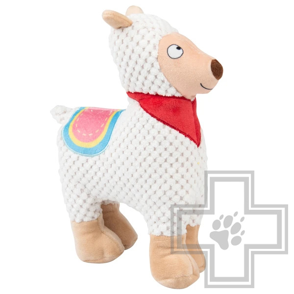 Mr.Kranch Игрушка плюшевая "Лама" с пищалкой для собак, белая