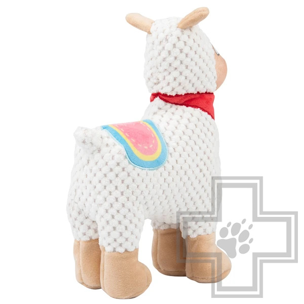 Mr.Kranch Игрушка плюшевая "Лама" с пищалкой для собак, белая