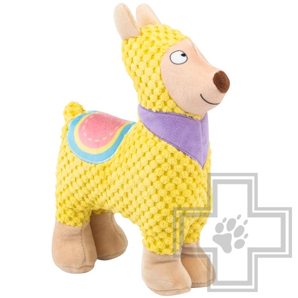Mr.Kranch Игрушка плюшевая "Лама" с пищалкой для собак, желтая