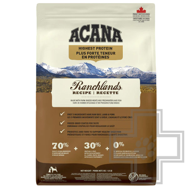 Acana Ranchlands Recipe Корм беззерновой для собак всех пород, с говядиной, ягненком и свининой