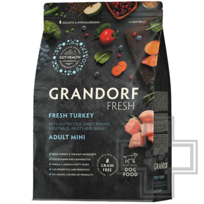 Grandorf Fresh Adult Mini Корм для взрослых собак мелких пород, с индейкой и бататом