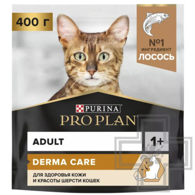 Pro Plan Derma Care Adult Корм для взрослых кошек для здоровья кожи и красоты шерсти, с лососем