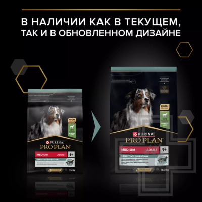 Pro Plan Sensitive Digestion Medium Adult Корм для взрослых собак средних пород, с ягненком